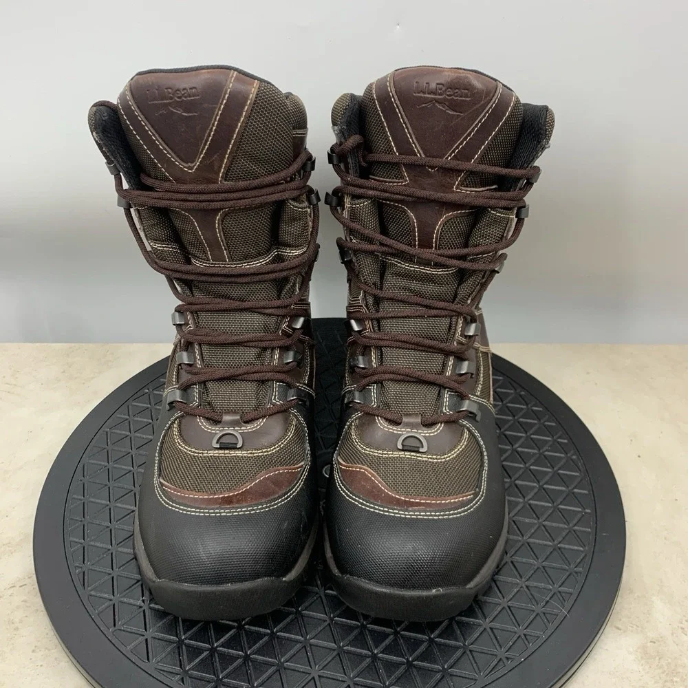 LL Bean Boots Men Size 10 Shoes Brown Black Leather Tall Winter Snow Tek 2.5‎